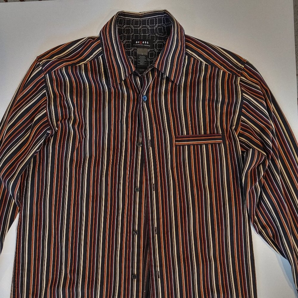 Axcess Heavy Dress Casual Striped Shirt - MED